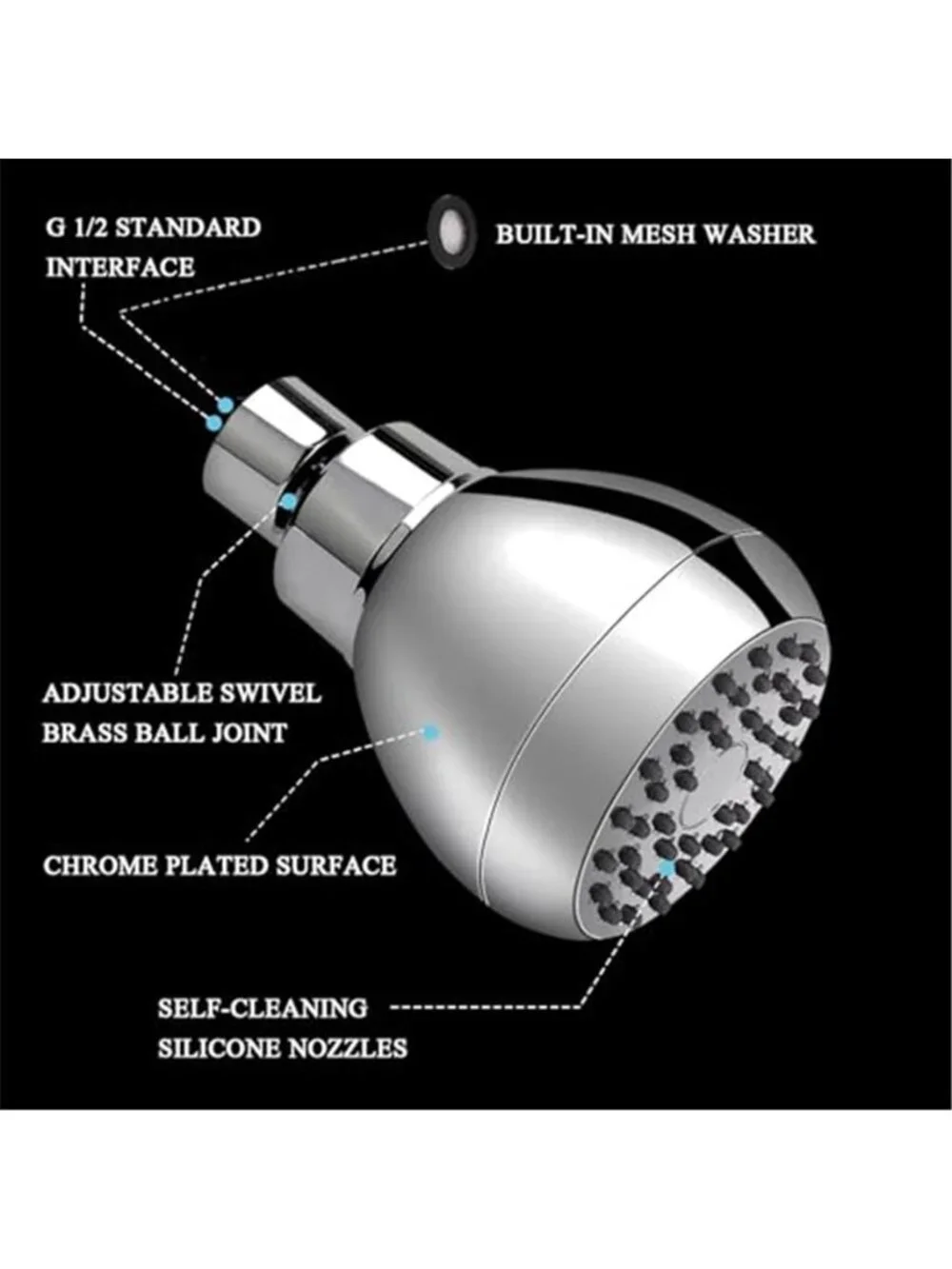 Fixed Shower Head High Pressure 3 Inch Showerhead Chrome